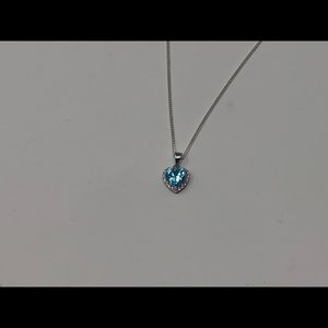 Sterling silver blue topaz heart necklace